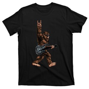 Bigfoot Playing A Dragon Guitar Rock On Sasquatch Big Foot T-Shirt