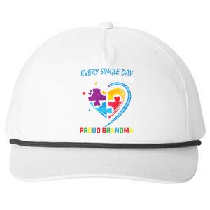 Blue Puzzle Autism Awareness Grandson Granddaughter Grandma Gift Snapback Five-Panel Rope Hat