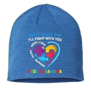 Blue Puzzle Autism Awareness Grandson Granddaughter Grandma Gift Sustainable Beanie