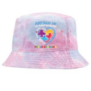 Blue Puzzle Autism Awareness Grandson Granddaughter Grandma Gift Tie-Dyed Bucket Hat