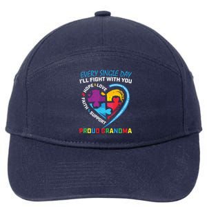 Blue Puzzle Autism Awareness Grandson Granddaughter Grandma Gift 7-Panel Snapback Hat