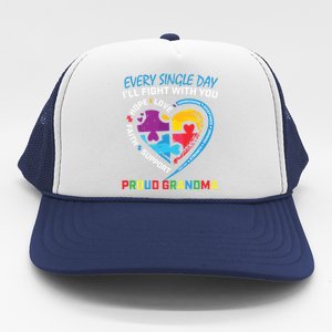 Blue Puzzle Autism Awareness Grandson Granddaughter Grandma Gift Trucker Hat