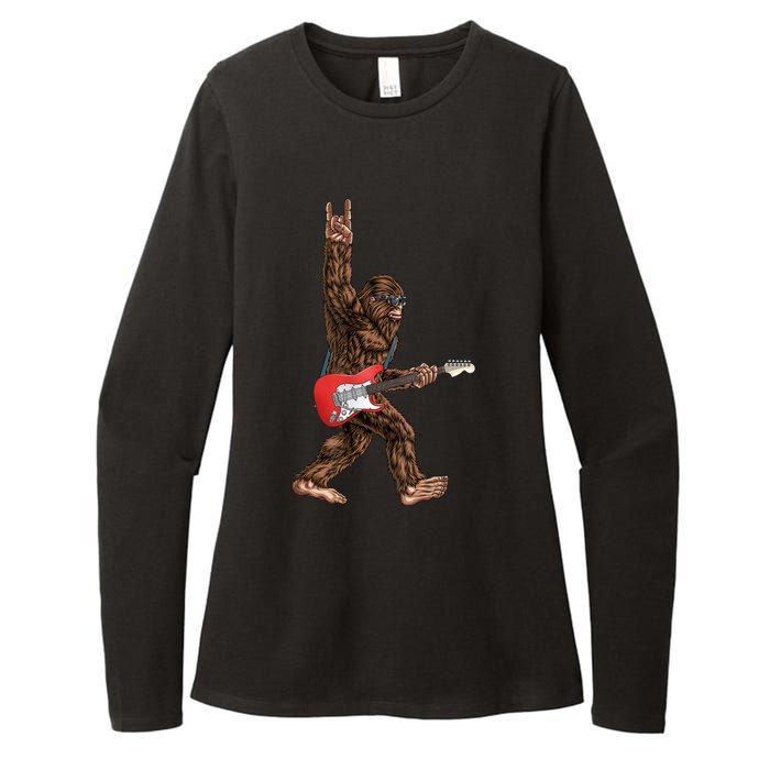 Bigfoot Playing A Electric Guitar Rock On Sasquatch Big Foot Womens CVC Long Sleeve Shirt