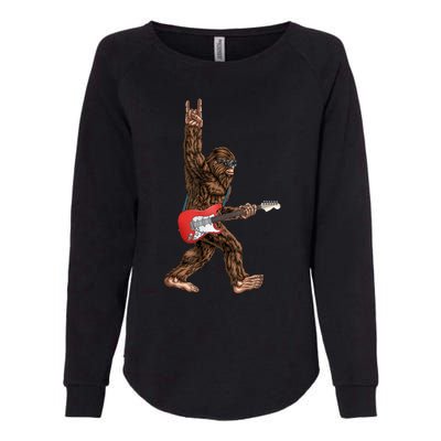 Bigfoot Playing A Electric Guitar Rock On Sasquatch Big Foot Womens California Wash Sweatshirt