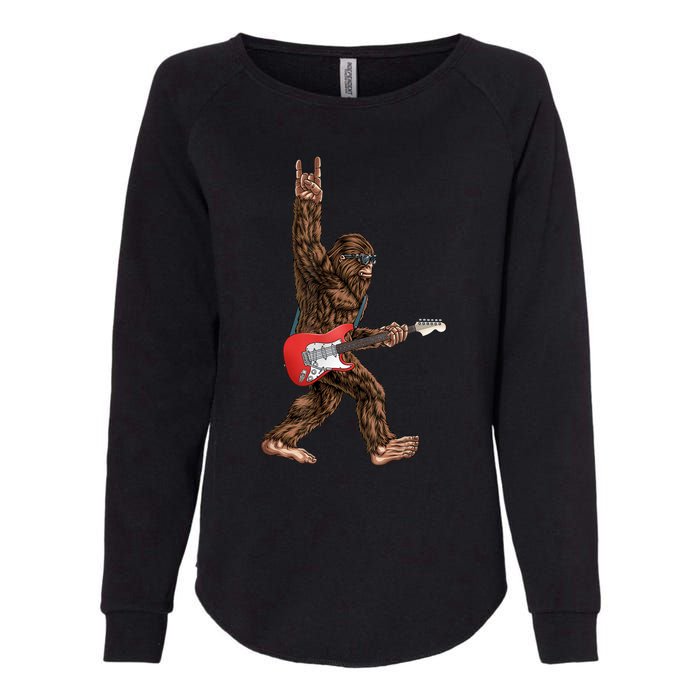 Bigfoot Playing A Electric Guitar Rock On Sasquatch Big Foot Womens California Wash Sweatshirt