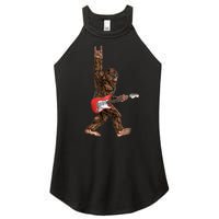 Bigfoot Playing A Electric Guitar Rock On Sasquatch Big Foot Women's Perfect Tri Rocker Tank