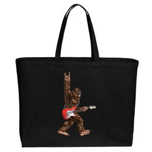 Bigfoot Playing A Electric Guitar Rock On Sasquatch Big Foot Cotton Canvas Jumbo Tote