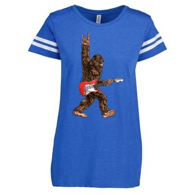 Bigfoot Playing A Electric Guitar Rock On Sasquatch Big Foot Enza Ladies Jersey Football T-Shirt