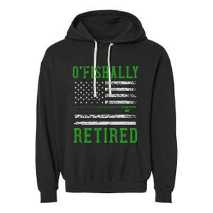 Border Patrol Agent Usa Flag Fishing Retirement Garment-Dyed Fleece Hoodie