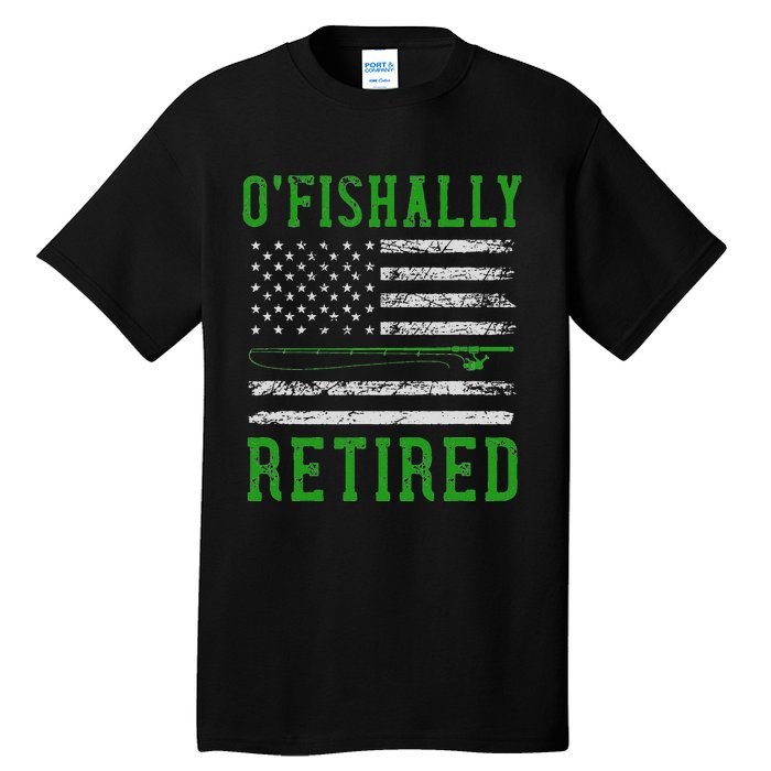 Border Patrol Agent Usa Flag Fishing Retirement Tall T-Shirt