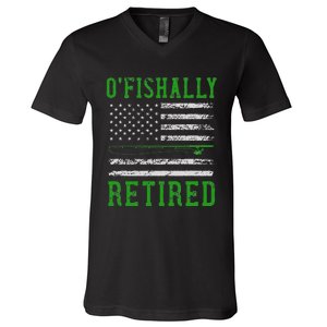 Border Patrol Agent Usa Flag Fishing Retirement V-Neck T-Shirt