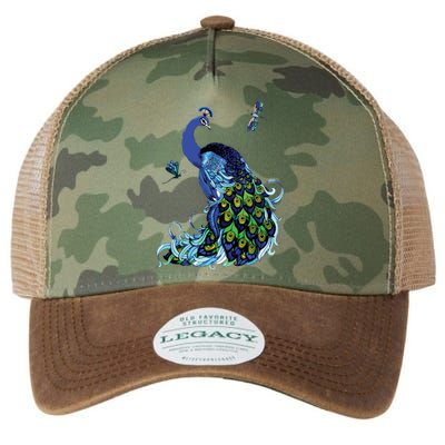 Blue Peacock And Dragonflies Legacy Tie Dye Trucker Hat