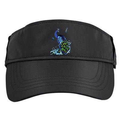 Blue Peacock And Dragonflies Adult Drive Performance Visor