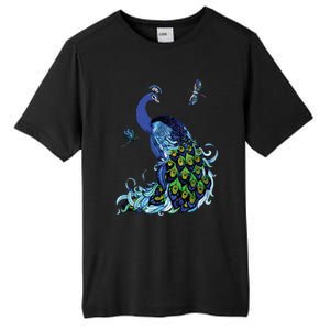 Blue Peacock And Dragonflies Tall Fusion ChromaSoft Performance T-Shirt