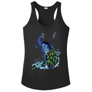 Blue Peacock And Dragonflies Ladies PosiCharge Competitor Racerback Tank