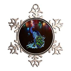 Blue Peacock And Dragonflies Metallic Star Ornament