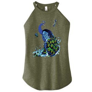 Blue Peacock And Dragonflies Women's Perfect Tri Rocker Tank