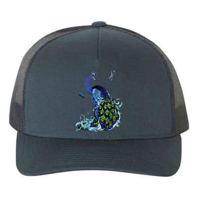 Blue Peacock And Dragonflies Yupoong Adult 5-Panel Trucker Hat