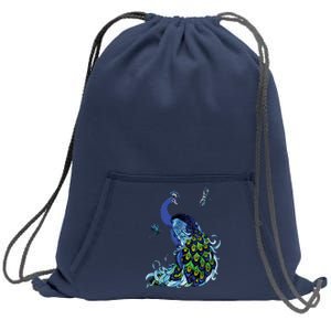 Blue Peacock And Dragonflies Sweatshirt Cinch Pack Bag