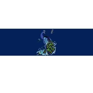 Blue Peacock And Dragonflies Bumper Sticker