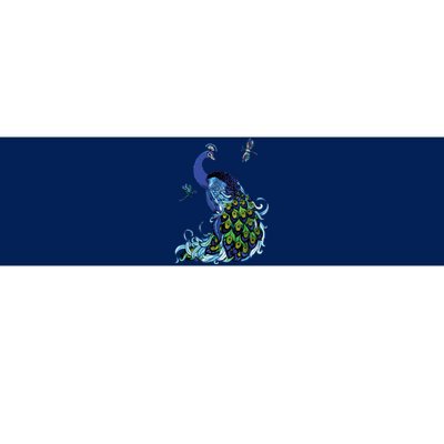 Blue Peacock And Dragonflies Bumper Sticker