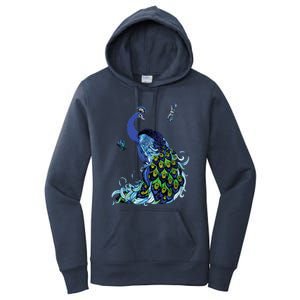 Blue Peacock And Dragonflies Women's Pullover Hoodie