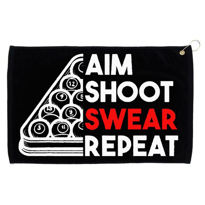 Billiard Pool Aim Shoot Swear Repeat Grommeted Golf Towel