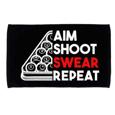 Billiard Pool Aim Shoot Swear Repeat Microfiber Hand Towel