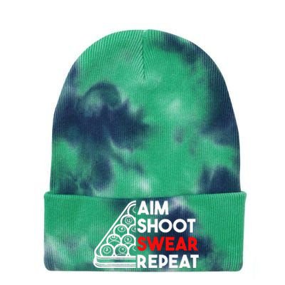 Billiard Pool Aim Shoot Swear Repeat Tie Dye 12in Knit Beanie