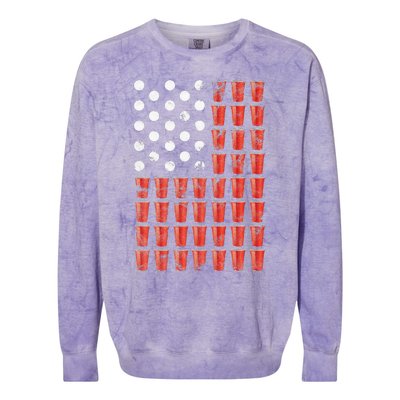 Beer Pong American Flag Patriotic 4th of July Party Colorblast Crewneck Sweatshirt