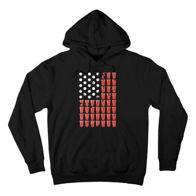 Beer Pong American Flag Patriotic 4th of July Party Tall Hoodie