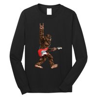 Bigfoot Playing A Electric Guitar Rock On Sasquatch Big Foot Long Sleeve Shirt