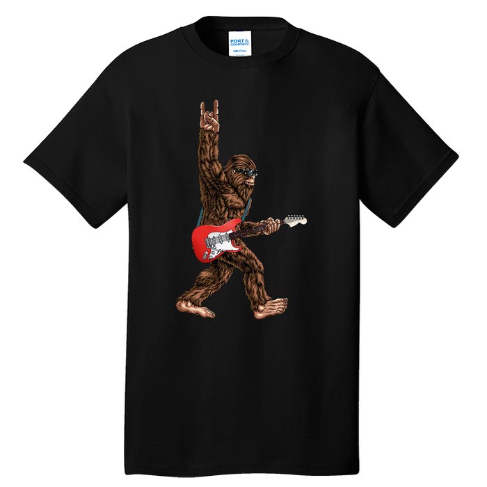 Bigfoot Playing A Electric Guitar Rock On Sasquatch Big Foot Tall T-Shirt