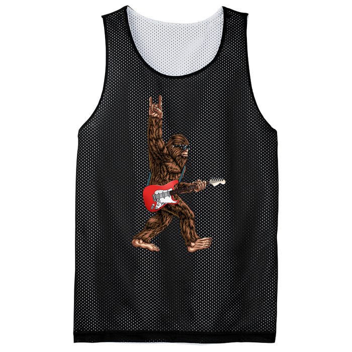 Bigfoot Playing A Electric Guitar Rock On Sasquatch Big Foot Mesh Reversible Basketball Jersey Tank