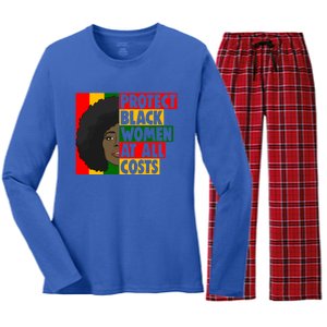 Black Protect At All Cost African American History Gift Women's Long Sleeve Flannel Pajama Set 