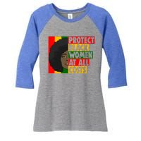 Black Protect At All Cost African American History Gift Women's Tri-Blend 3/4-Sleeve Raglan Shirt