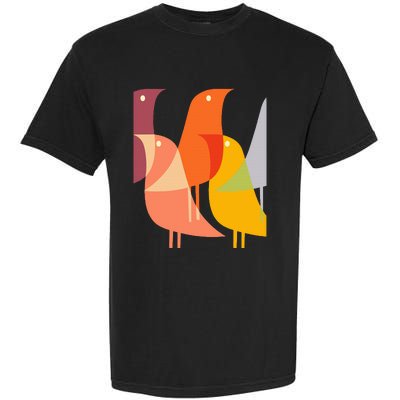 Bird Print Art Deco 60s Style Minimal Hippy Garment-Dyed Heavyweight T-Shirt