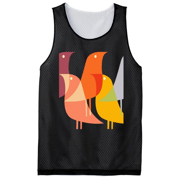 Bird Print Art Deco 60s Style Minimal Hippy Mesh Reversible Basketball Jersey Tank