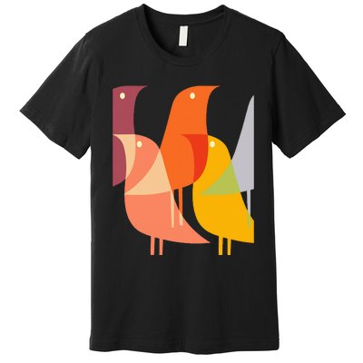 Bird Print Art Deco 60s Style Minimal Hippy Premium T-Shirt