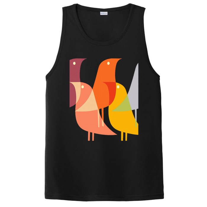 Bird Print Art Deco 60s Style Minimal Hippy PosiCharge Competitor Tank