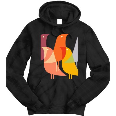 Bird Print Art Deco 60s Style Minimal Hippy Tie Dye Hoodie