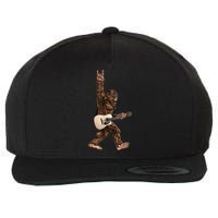 Bigfoot Playing Acoustic Guitar Rock On Sasquatch Big Foot Wool Snapback Cap