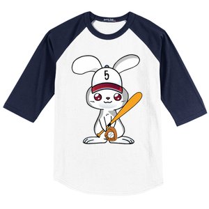 Bunny Playing Baseball Happy Easter Cute Sport Gift Baseball Sleeve Shirt