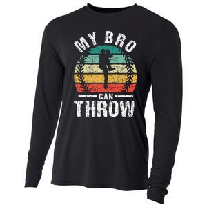 Baseball Pitcher Biggest Fan Sister Brother My Bro Can Throw Cooling Performance Long Sleeve Crew