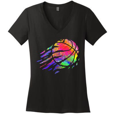 Basketball Player Bball Coach Fan Baller Sports Women's V-Neck T-Shirt