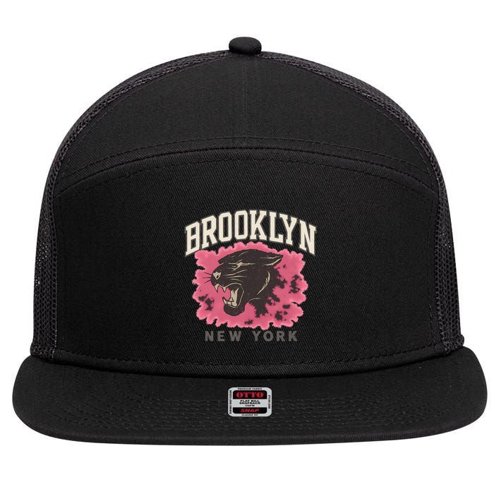 Brooklyn Panther 7 Panel Mesh Trucker Snapback Hat