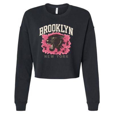 Brooklyn Panther Cropped Pullover Crew