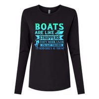 Boats Pun Boats Are Like Strippers Boat Owner Womens Cotton Relaxed Long Sleeve T-Shirt