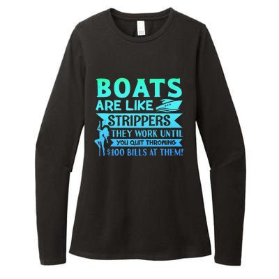 Boats Pun Boats Are Like Strippers Boat Owner Womens CVC Long Sleeve Shirt