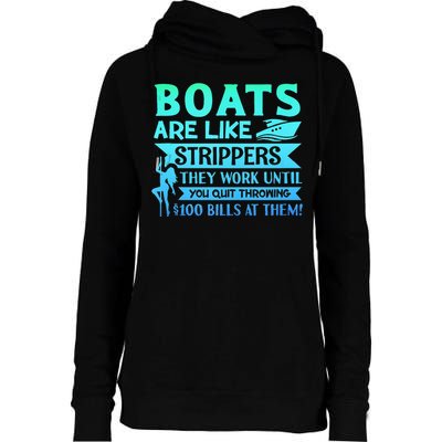 Boats Pun Boats Are Like Strippers Boat Owner Womens Funnel Neck Pullover Hood